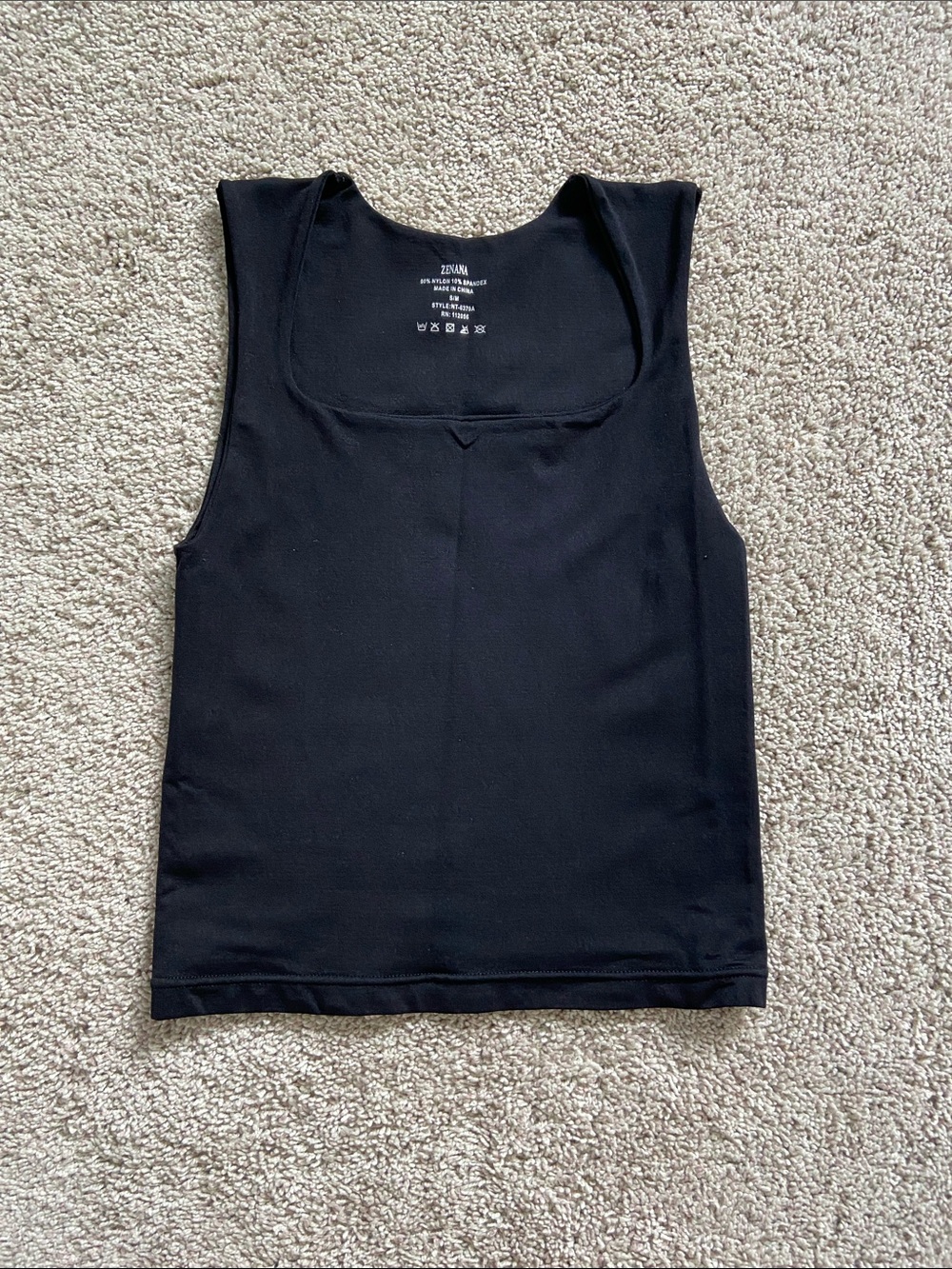 Zenana • Black Square Neck Seamless Tank Top